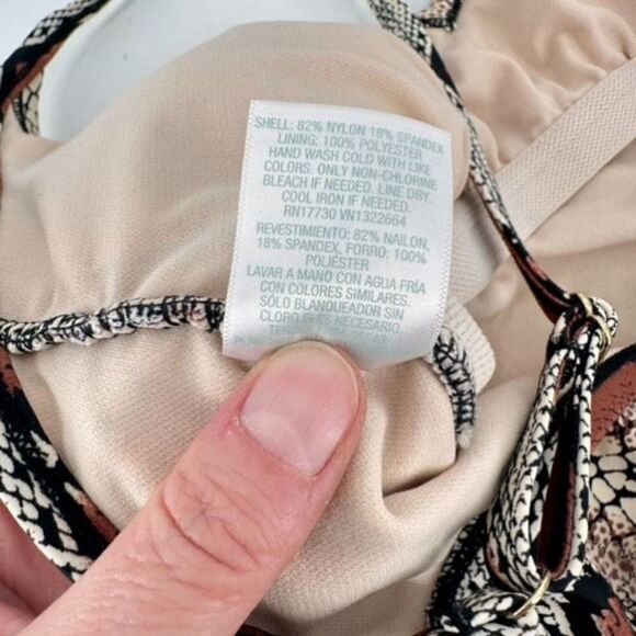 Kona Sol Medium Animal Print Snake Medium Coverage One Piece‎ Bathing Suit NWOT - Picture 8 of 10